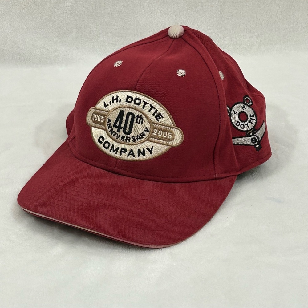 L.H. DOTTIE CO 40th Anniversary Red Adjustable Hook & Loop Team Hat Cap OSFM